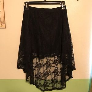 Black Lace High-Low Skirt